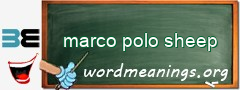 WordMeaning blackboard for marco polo sheep